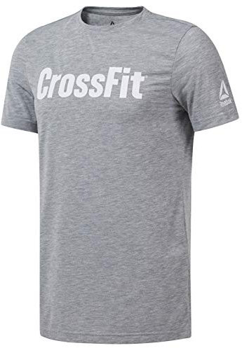 Reebok Herren Crossfit Forging Elite Fintenn Speedwick Tee kurzärmelig, Medium Grey/White, Small