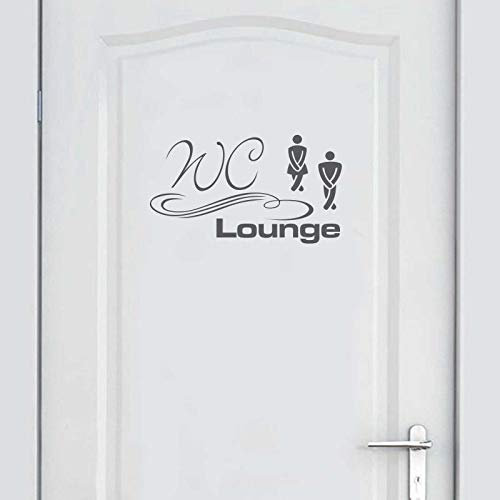 INDIGOS UG Wandtattoo - Wandaufkleber - Tür- Wandtattoo WC Lounge - 30cm x 17cm dunkelgrau - Dekoration Küche Wohnzimmer Wand