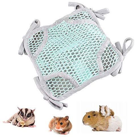 Oncpcare Netz-Hängematte für Haustierkäfig, für Sommer, Zuckergleiter-Bett, Kaltes Etagenbett, Hamster-Hängematte, Doppelschichtiger Spielbereich für kleine Tiere, Käfigzubehör für Goldenbär, Degu