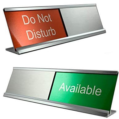 NapTags 8 x 2 Slider Desktop Sign, Do Not Disturb/Available (Silver)