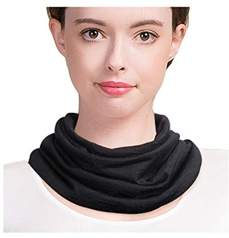 UK_Stone Damen 90% Maulbeerseide 10% Kaschmir Doppelschicht Schlauchschal Halstuch Unifarben Loop Abnehmbar Faux Kragen