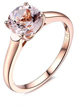 Bishilin Verlobung Ring Rotgold 750 4-Steg-Krappenfassung Rund Morganit 1.21ct Rosegold Ringe Damen Gr. 63 (20.1)