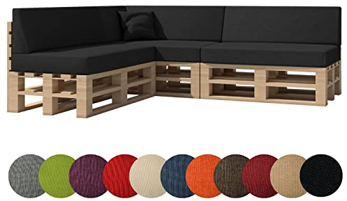 chilly pilley Palettenkissen Gartenkissen Palettenauflage Palettenpolster Indoor Outdoor Waschbar Abnehmbar Sitzkissen Rückenkissen (8er Set, Schwarz)