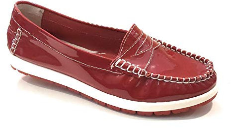 Melluso 0200V, Mocassino Donna in Vernice Blu (Rosso, Numeric_37)