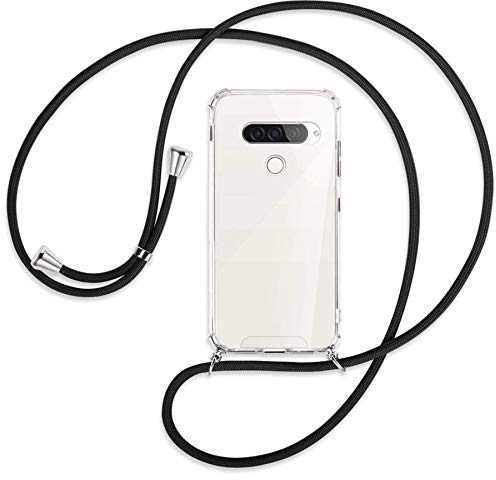 mtb more energy® Handykette kompatibel mit LG G8S ThinQ (LM-G810, 6.21'') - schwarz - Smartphone Hülle zum Umhängen - Anti Shock Full TPU Case