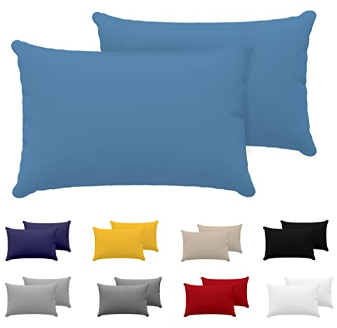 Dreamzie Kissenbezug 40x60 (Set mit 2) - 100% Jersey Baumwolle 150 g/qm Kissenbezüge -Blau - Für Kissen 40 x 60 cm - Kissenhülle - Kissenbezug - Resistent und Hypoallergen