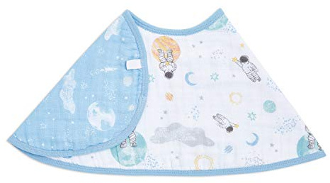 aden + anais essentials Baby Burpy Bib, 100% Cotton Muslin, Soft Absorbent 4 Layers, Multi-Use Burp Cloth & Bib for Infant & Toddler, 57cm x 28cm, Single, space explorers