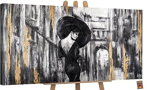 YS-Art Abstrakt Stil Acryl Gemälde auf Leinwand Filmstreifen handgemalt Wandbilder Wohnzimmer modern Wohndekor Bilder Nostalgie echte Kunstwerke gerahmt 200x100 cm