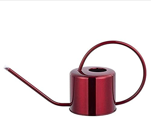 Garten Gießkanne Edelstahl mit Langer Auslauf Metall-Gießkanne für Innen und Außenbereich Sprühflasche für Hauspflanzen Und Außengärten 1,3l-rot