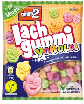 nimm2 Lachgummi Yobolde – 1 x 250g – Vegetarisches Fruchtgummi mit Fruchtsaft, Vitaminen und Joghurt