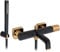 Rea Badewannenarmatur SALTO BLACK GOLD Wasserhahn Badewanne Einhebel Wannenarmatur mit Handbrause Badarmatur aus Messing Mischbatterie Wandmontage (Schwarz/Gold)