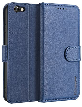 ELESNOW Coque pour iPhone 6 / 6S, Flip Cuir Coque en Porte-Cartes Stand Support Antichoc Etui Magnétique Protection Housse Coque Compatible pour iPhone 6 / 6S - 4,7 (Bleu)