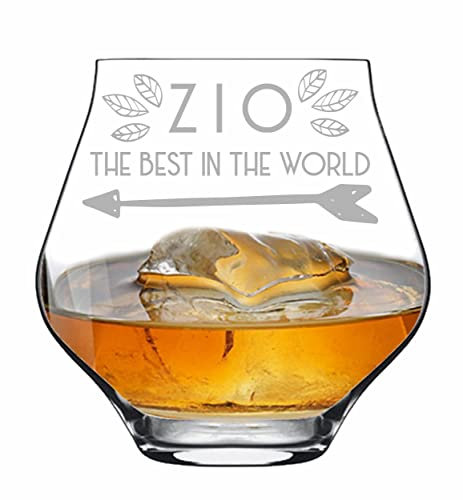 Colorfamily Verre à Whisky ou à Pinot Personnalisé avec Gravure, Objet Personnalisable Zio Le meilleur de toujours avec dica idée cadeau