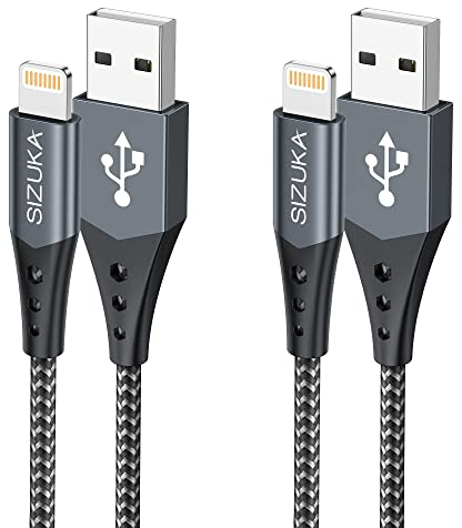 SIZUKA iPhone Ladekabel, Lightning Kabel [2Pack 1M+1M] iPhone Schnellladekabel MFi Zertifiziert iPhone Kabel Nylon Fast USB Ladekabel für iPhone 13 12 11 Pro Max XS XR X 8 7 6 Plus 5 5s SE