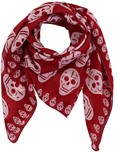 Freak Scene Superfreak Baumwolltuch - Totenköpfe 1 rot - rosa - quadratisches Tuch