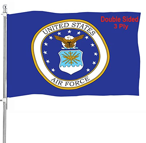 Air Force Wappen Emblem Flagge 7,6 x 12,7 cm Outdoor doppelseitig - US Wappen Militär USAF Flaggen Heavy Duty 3-lagig Flagge Banner mit 2 Ösen für draußen und drinnen