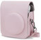 RISOU PU Leather Camera Case Compatible with Instax Mini 12 Instant Camera with Adjustable Strap and Pocket (Pink)