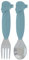 Nuby Animal Friends Silicone and Stainless Steel Fork and Spoon Set - 12+ Months - Blue Whale