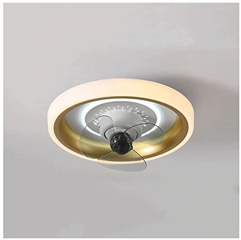 ZUMAHA Lamps 360° Rotating Ceiling Fan Light, Dimmable LED Chandelier, Hidden Reversible Blades Flush Mount Low Profile Ceiling Fan Furniture