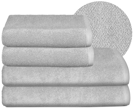 BEAUTEX Handtuch-Set Premium Frottier Sets Made in Europe, 100% Baumwolle 550g/m², Oeko-TEX Zertifiziert (Set: 2 Hand-, 2 Badetücher in Hellgrau)