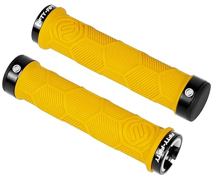 FIFTY-FIFTY MTB Griffe, Fahrradgriffe Mountainbike aus rutschfestem Gummi, Double Lock-on Fahrrad Griffe/lenkergriffe, für All-Mountain, Enduro, Downhill, E-Bike, Cross-Country (Gelb)