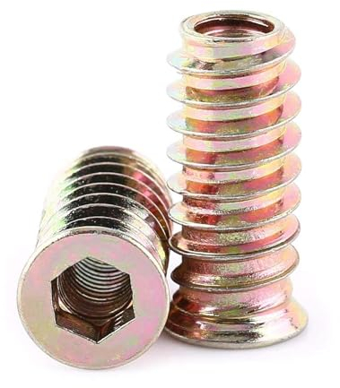 ORTAVA Einschraubmutter M6 x 15mm, 20 Stück Gewindeeinsatz Holz, Einschraubmuffen, Verzinkte Hex Innensechskant Muttern Gewindeeinsätze für Holzmöbel