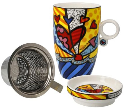 Teetasse mit Deckel und Sieb A New Day Romero Britto - Pop Art