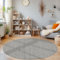 HomebyHome Langlebiger Teppich Cut-Loop Grau 160 cm Rund - Kurzflor Schlingenteppich für Wohnzimmer, Schlafzimmer, Küche - Dekorativer Melierter Struktur Moderner Schlingenflor