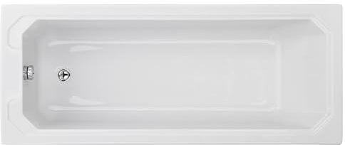 Balterley 1700 x 700mm Traditional Square Shower Bath, Straight Single Ended Straight Gloss White Soaking Shower Bath, Acrylic Baths for Bathrooms, Adjustable Leg Set, Soaking Bathtub (White)