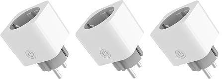 Energeeks - Pack 3 Enchufes WiFi Inteligentes - Medidor de Consumo Integrado - Tipo Schuko - 2,4 Ghz - 16A/3680W - 240V/60Hz - Control por App Móvil - Comandos de Voz - Compatible con Alexa y Google