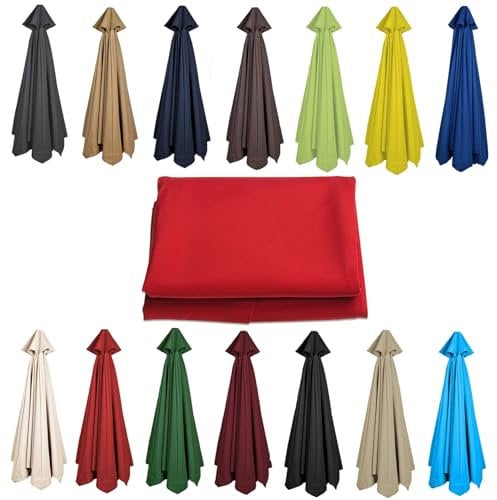 200CM 2.7M 300CM Umbrella Replacement Parasol Canopy, UV50+, Waterproof, 6/8 Ribs Sun Umbrella Replacement Cloth Garden Canopy Cover Replacement Cover(Color:Red,Size:6 ribs-2m(6.5ft))
