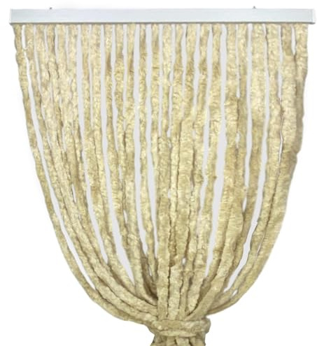 Tex family Vorhang aus Chenille, beige, Insektenschutz, halbtransparent, einfache Montage, 100 % recycelbares Polypropylen, 120 x 230 cm