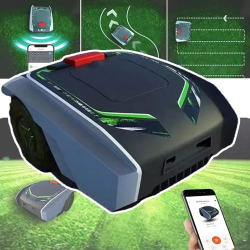 HDaspijh Automatic Robotic Lawn Mower(2-5cm Trimming Height), with Virtual Boundaries, App Control + Path Planning + Automatic Charging + Security Design,Ultra-Quiet,100㎡/h, for Lawn/Garden