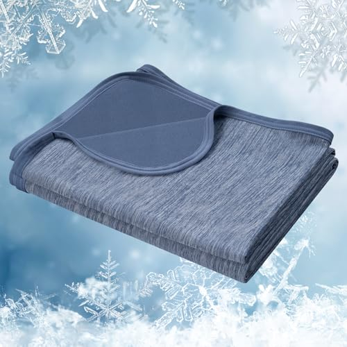 WOLTU Manta Verano de 2 en 1 Doble Cara Fría Refrescante de Fibra ARC-Chill Manta Fresca y Transpirable para Cama Sofá Viaje Azul, 100x120 cm