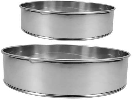 Hoement 2pcs Stainless Steel Flour Sifter Fine Mesh Round Sieve Handheld Strainer Baking Kitchen Sifting Tool for Baking Cakes Pies Pastries Cupcakes Sugar