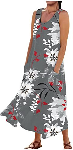 Robe Femme Chic Et Elegant, Robe De Plage Longue Femme Ete Mi Short Intégré Boheme Robe Année 50 Mode Femme Ete 2023 Rose Poudré Cocktail Bohème Grande Taille (3-Foncé Gris,4XL)