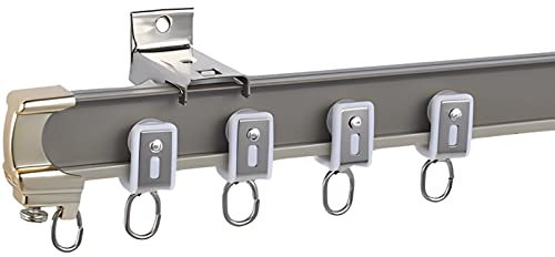Gardinenschiene Graues Duschvorhangschienen-Set mit geräuscharmen Rollen und Haken, biegbare, verschiebbare Gardinenstange zum Verstecken des Schranks, Decken-/Wandhalterung