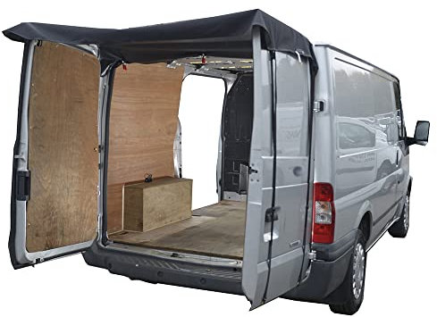 UK Custom Covers BDC575BLACKAD15 Tailored Rear Barn Door Awning Cover Black - Fits Ford Transit Van MK9 2019 Onwards