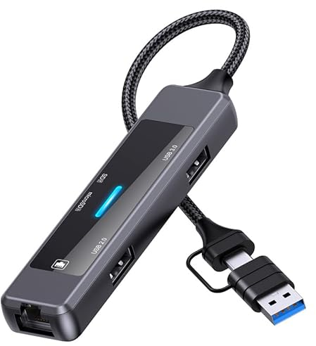 USB C Hub HDMI 4K 60Hz, 5 in 1 Dockteck, Dock Ethernet, MacBook Pro Adapter mit LAN RJ45, USB 3.0, HDMI, für Laptop Telefon Tablets SD TF Kartenleser