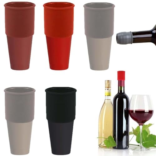 5Pcs Wine Bottle Stoppers, Vacuum Wine Stopper, Reusable Wine Bottle Stoppers for Keep Wine Fresh for Beer Champagne Sparkling Wine (Random Color)