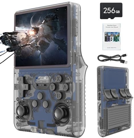 R40S Console de Jeu Portable 2Packs, 30 000 Jeux rétro en 1 Console de Jeu avec système Linux Open Source, Carte TF 256 Go, écran IPS de 3.5 et Batterie 3 800 mAh (Gris)