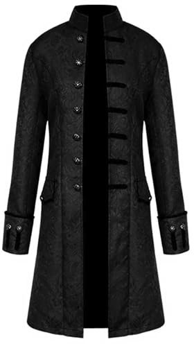 Halloween Herren Smoking Bequem Frack Mantel Uniform Vintage Mantel Frack Jacke Versorgen Party Oberbekleidung Elegant Oberteile Für Männe Kostüme Hof Stickerei Mantel Unterteile（b#Black，3XL）