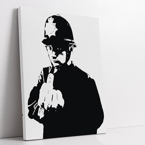 Poliziotto in stile Banksy Graffiti Riproduzione artistica- Poster su tela SENZA CORNICE per arredamento casa e ufficio - Tela da parete 50x70cm