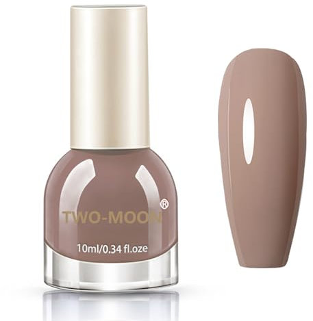 Nude Brown Nail Polish - 10ml Long Lasting Nude Nail Varnish - Fast Drying Neutral Nail Polish Quick Dry - High Glossy Nude Nail Polish Natural Nail Polish No Required UV/LED Lamp