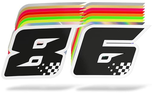 ERREINGE Adesivo NUMERO RACING PERSONALIZZABILE | Sticker prespaziato | compatibile per parabrezza, cofano auto, lunotto, carena moto, bici, casco, tuning, pista (cm 12)