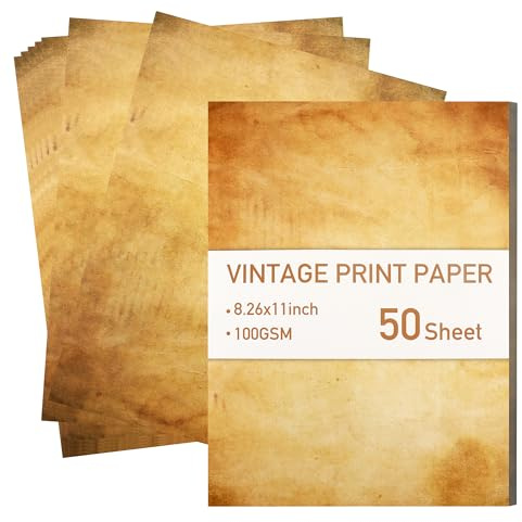 50 Blatt Briefpapier Altes Papier Vintage | A4 Vintage Papier Beidseitig für Vintage-Einladungen, Briefe und Drucken