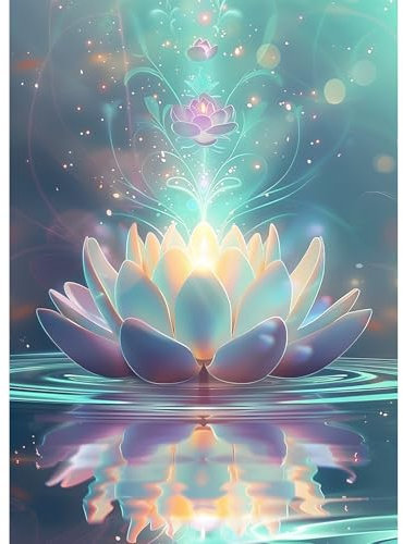 EOBROMD Lotus Peinture Diamant Adulte, 5D DIY Broderie Diamant Kit Complet Ethéré, Zen Peinture Diamant Artisanat Strass Point de Croix Painting pour Adultes, Décoration Intérieur 30x40cm