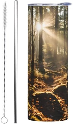 POEZJZW Light Beam Tumbler Edelstahl-Kaffeetasse, 590 ml, Reisebecher für Eisgetränke und heiße Getränke, Smoothies