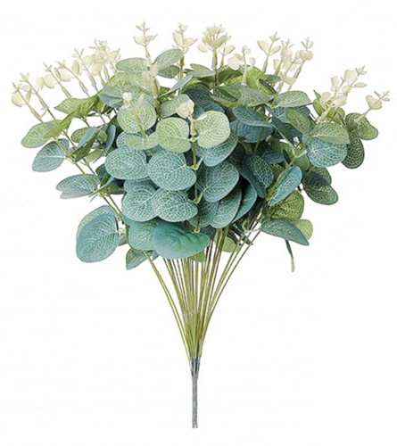 Jrudjsnhhty 20PCS Fake Plants Silk Eucalyptus Leaf DIY Decorations for Home Garden Wedding Scrapbooking Artificial Flower Easy Install