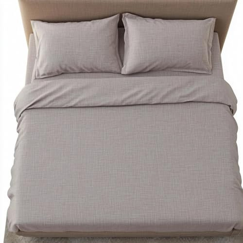 domus&trend - Completo Letto Matrimoniale King Size con Lenzuola Matrimoniali Lino 100% + 1 Lenzuolo con Angoli Coprimaterasso Sotto + 2 Federe Cuscino Letto (Matrimoniale)